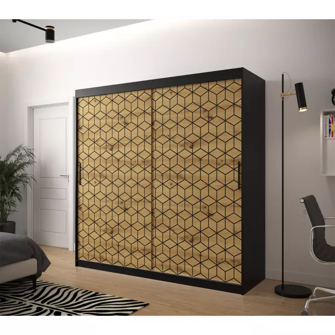 Skriňa Heksagon 1 200 čierna/dub artisan
