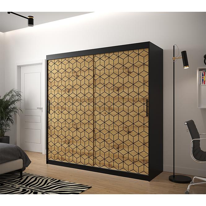 Skriňa Heksagon 1 200 čierna/dub artisan