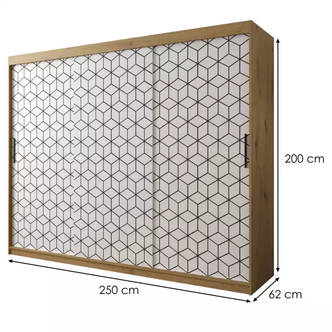 Skriňa Heksagon 1 250 dub artisan/biela