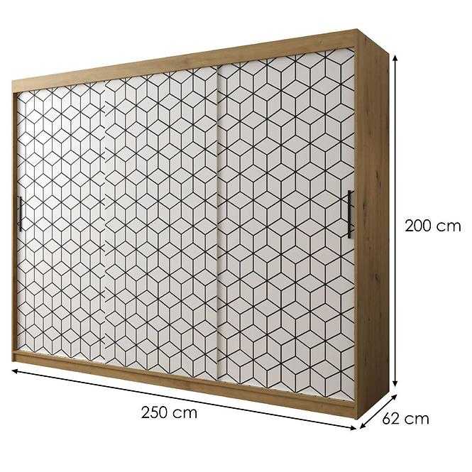 Skriňa Heksagon 1 250 dub artisan/biela