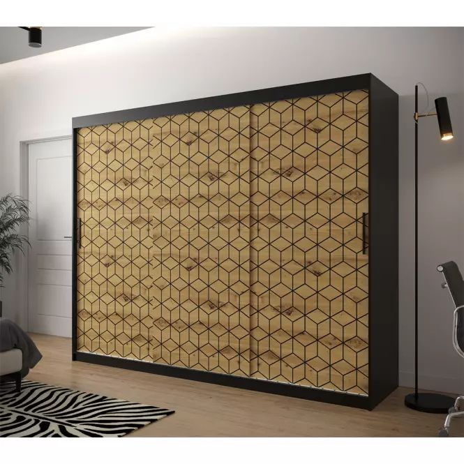 Skriňa Heksagon 1 250 čierna/dub artisan