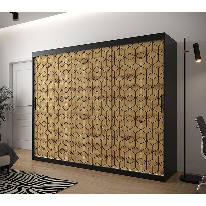 Skriňa Heksagon 1 250 čierna/dub artisan