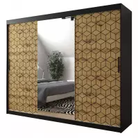 Skriňa Heksagon 2 250 čierna/dub artisan/zrkadlo Skriňa Heksagon 2 250 čierna/dub artisan/zrkadlo