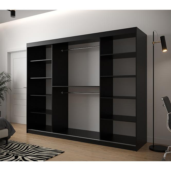 Skriňa Heksagon 2 250 čierna/biela/zrkadlo,4