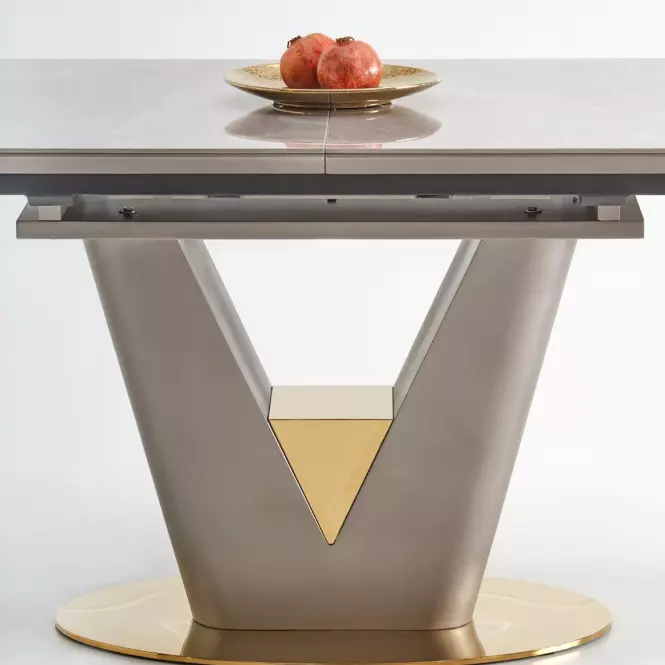 Rozkladací stôl Valentino 160/220x90cm Popolavý/Svetlý – Popolavý/Zlatá