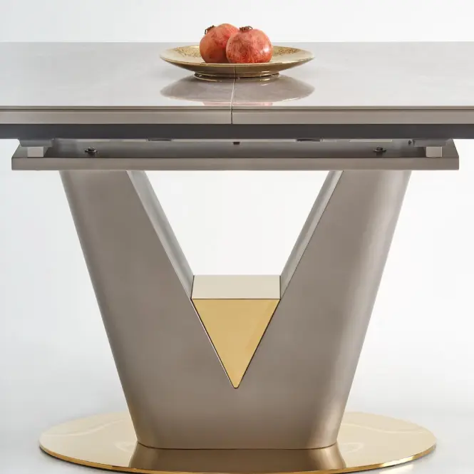 Rozkladací stôl Valentino 160/220x90cm Popolavý/Svetlý – Popolavý/Zlatá,12