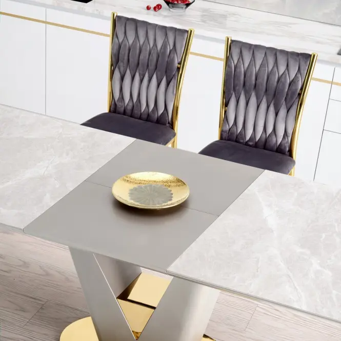 Rozkladací stôl Valentino 160/220x90cm Popolavý/Svetlý – Popolavý/Zlatá,13