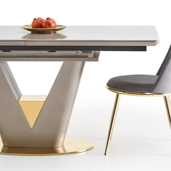 Rozkladací stôl Valentino 160/220x90cm Popolavý/Svetlý – Popolavý/Zlatá