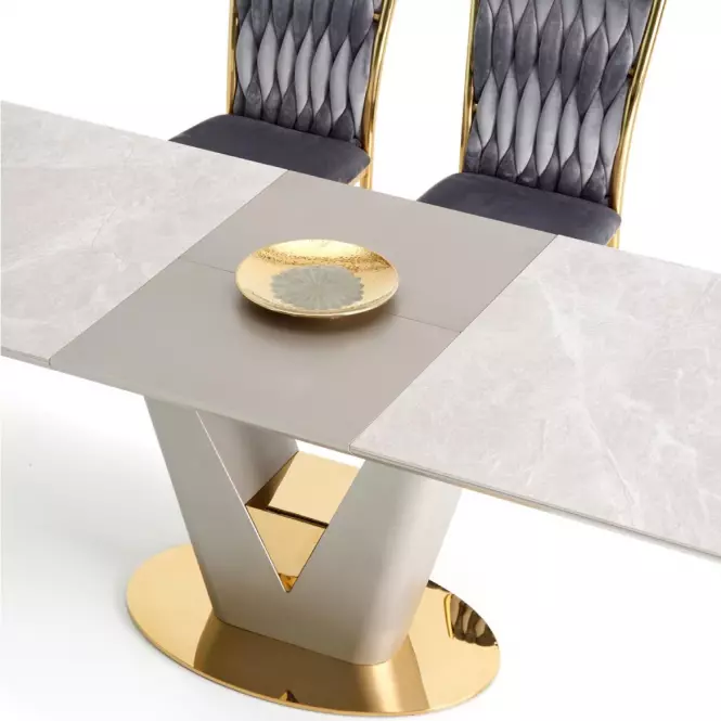 Rozkladací stôl Valentino 160/220x90cm Popolavý/Svetlý – Popolavý/Zlatá