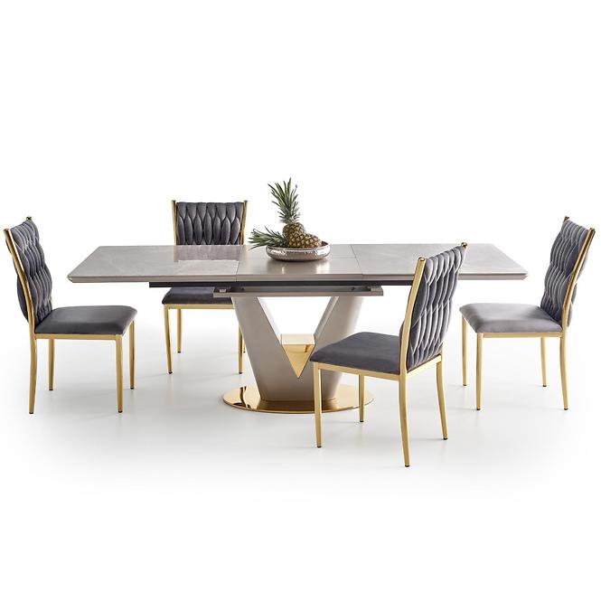 Rozkladací stôl Valentino 160/220x90cm Popolavý/Svetlý – Popolavý/Zlatá