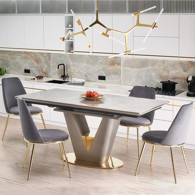Rozkladací stôl Valentino 160/220x90cm Popolavý/Svetlý – Popolavý/Zlatá