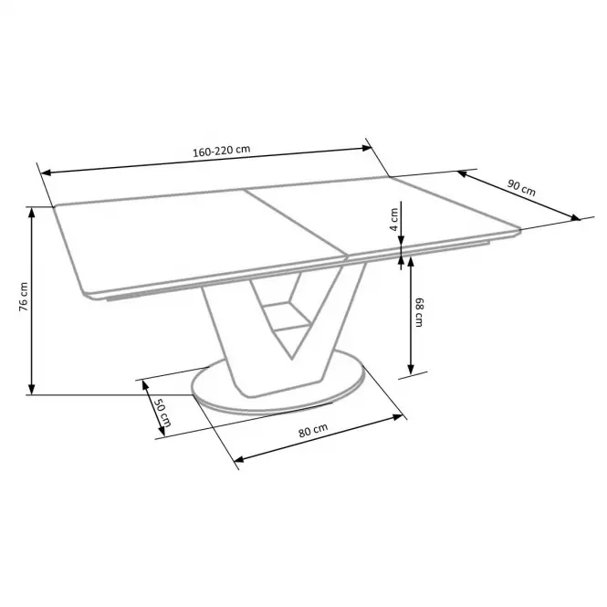 Rozkladací stôl Valentino 160/220x90cm Popolavý/Svetlý – Popolavý/Zlatá