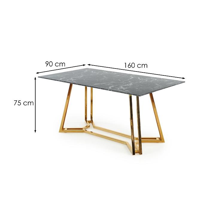 Stôl Konami 160 Sklo/Oceľ – Čierna/Zlatá