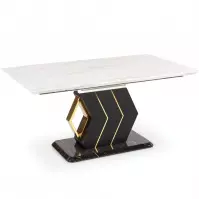 Rozkladací stôl Vincenzo 160/200x90cm Mdf/Oceľ – Biely/Čierna