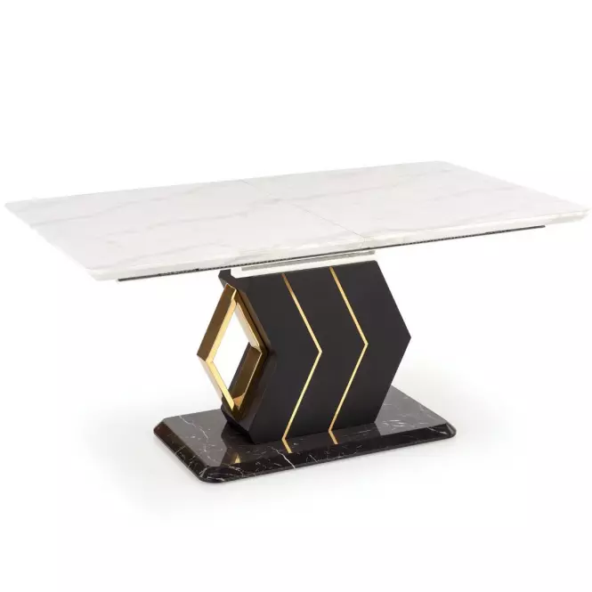 Rozkladací stôl Vincenzo 160/200x90cm Mdf/Oceľ – Biely/Čierna