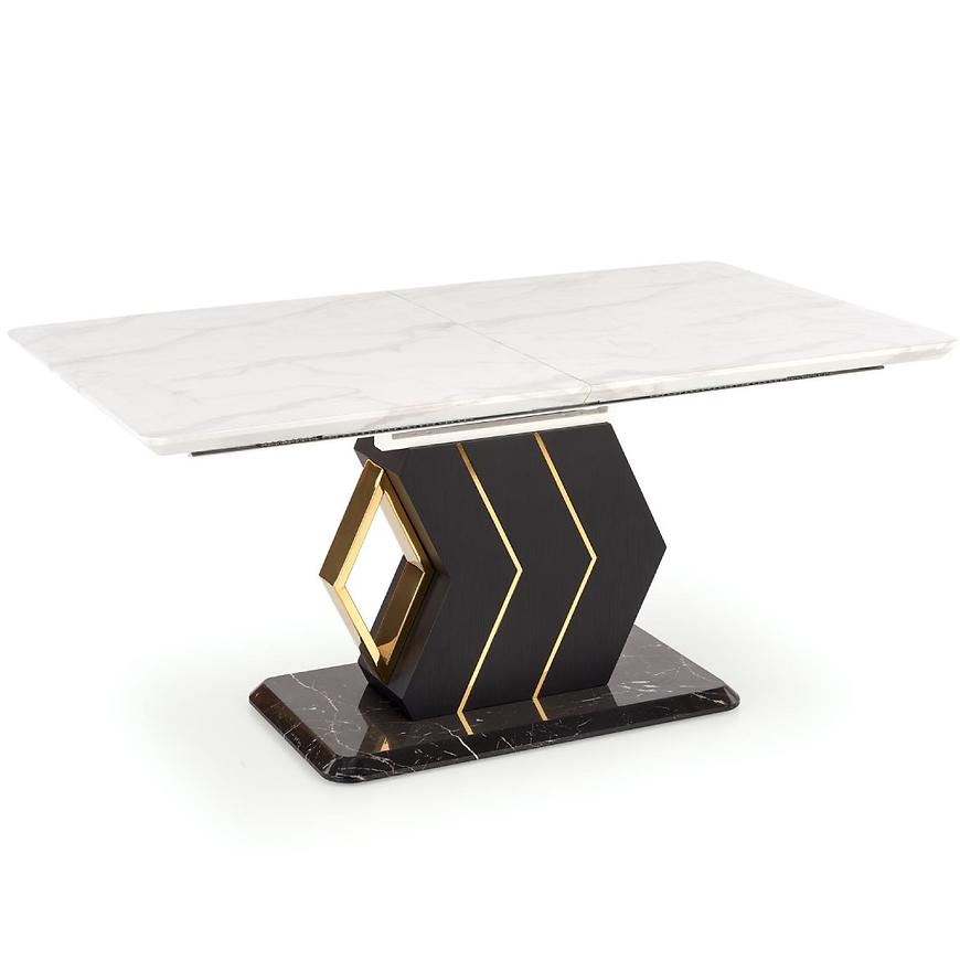 Rozkladací stôl Vincenzo 160/200x90cm Mdf/Oceľ – Biely/Čierna