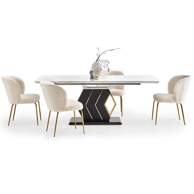 Rozkladací stôl Vincenzo 160/200x90cm Mdf/Oceľ – Biely/Čierna