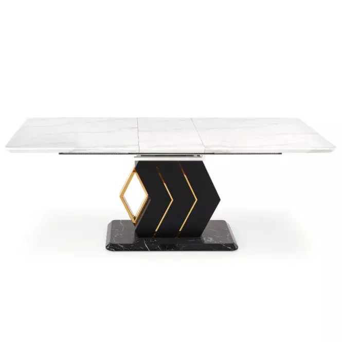 Rozkladací stôl Vincenzo 160/200x90cm Mdf/Oceľ – Biely/Čierna