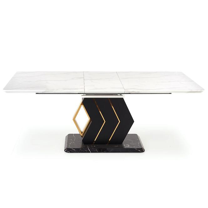Rozkladací stôl Vincenzo 160/200x90cm Mdf/Oceľ – Biely/Čierna