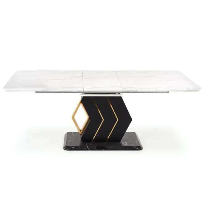 Rozkladací stôl Vincenzo 160/200x90cm Mdf/Oceľ – Biely/Čierna,2