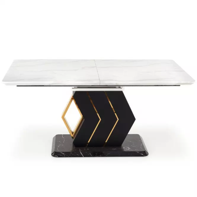 Rozkladací stôl Vincenzo 160/200x90cm Mdf/Oceľ – Biely/Čierna