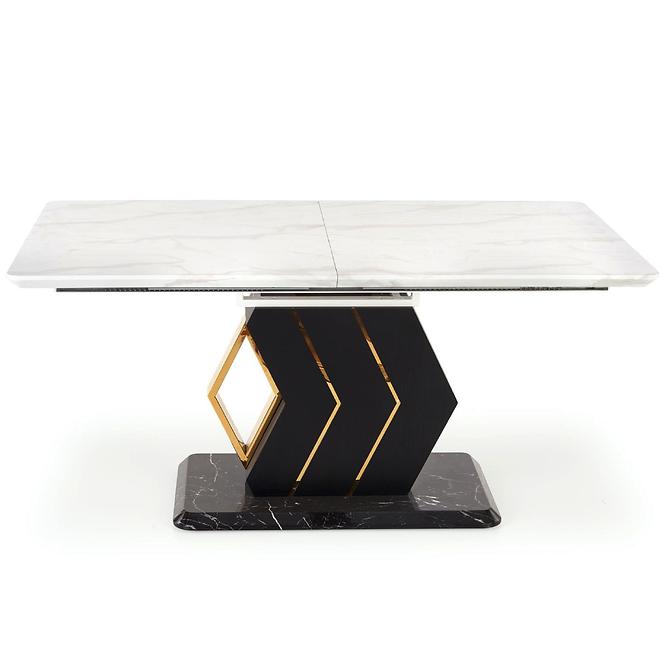 Rozkladací stôl Vincenzo 160/200x90cm Mdf/Oceľ – Biely/Čierna