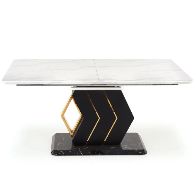 Rozkladací stôl Vincenzo 160/200x90cm Mdf/Oceľ – Biely/Čierna,3