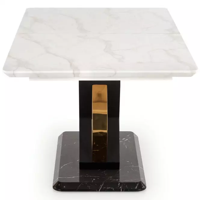 Rozkladací stôl Vincenzo 160/200x90cm Mdf/Oceľ – Biely/Čierna