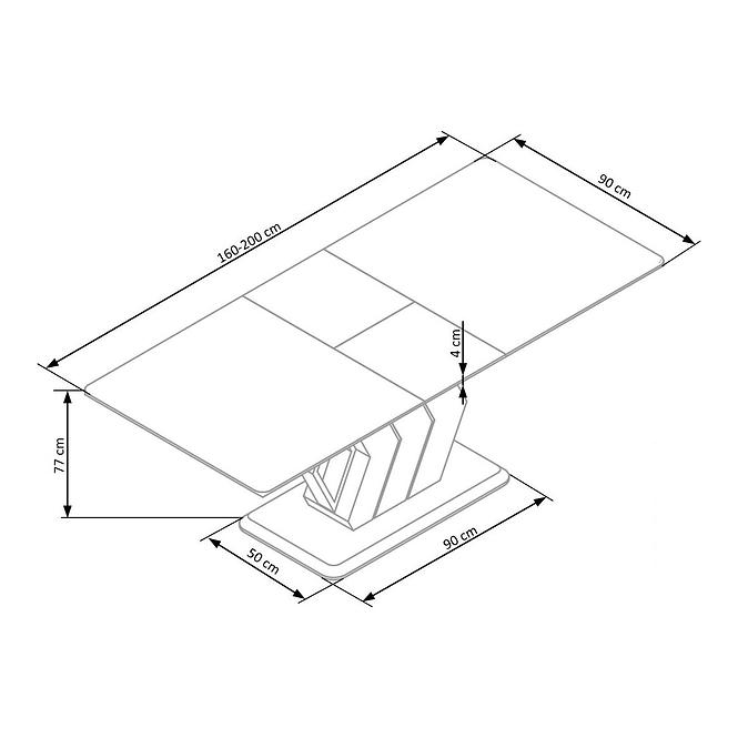 Rozkladací stôl Vincenzo 160/200x90cm Mdf/Oceľ – Biely/Čierna