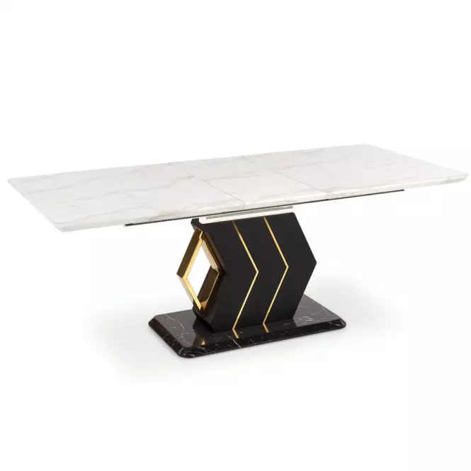 Rozkladací stôl Vincenzo 160/200x90cm Mdf/Oceľ – Biely/Čierna