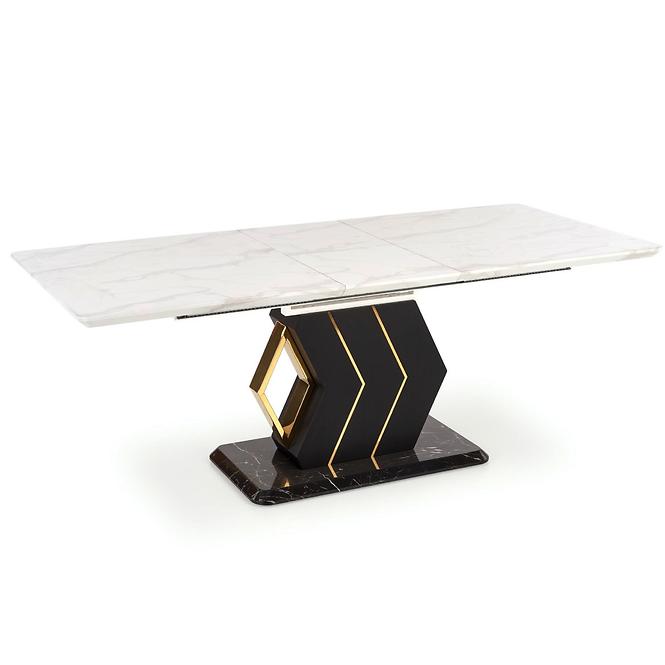 Rozkladací stôl Vincenzo 160/200x90cm Mdf/Oceľ – Biely/Čierna