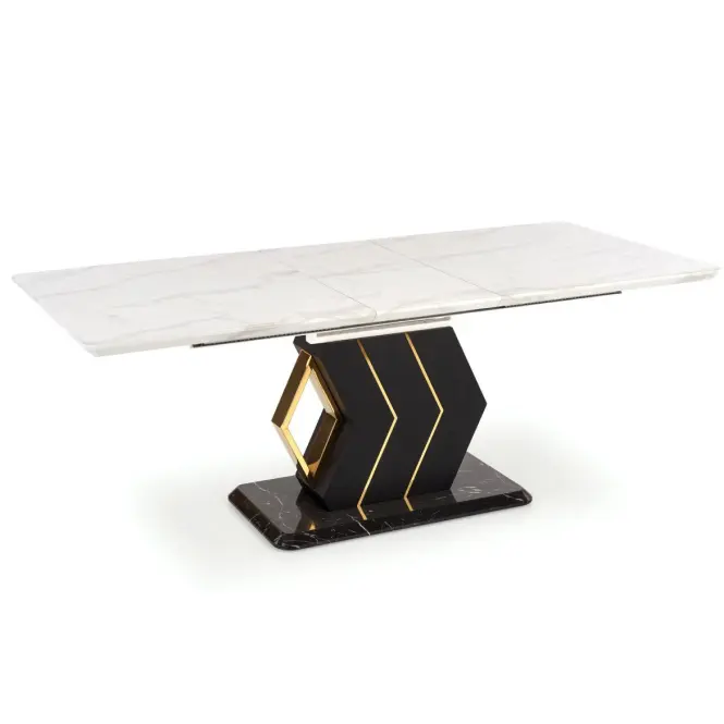 Rozkladací stôl Vincenzo 160/200x90cm Mdf/Oceľ – Biely/Čierna,9