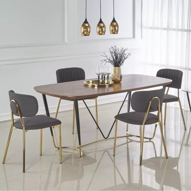 Stôl Manchester 180 Mdf/Oceľ – Orech/Zlatá