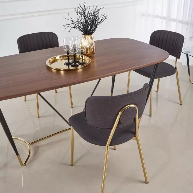 Stôl Manchester 180 Mdf/Oceľ – Orech/Zlatá
