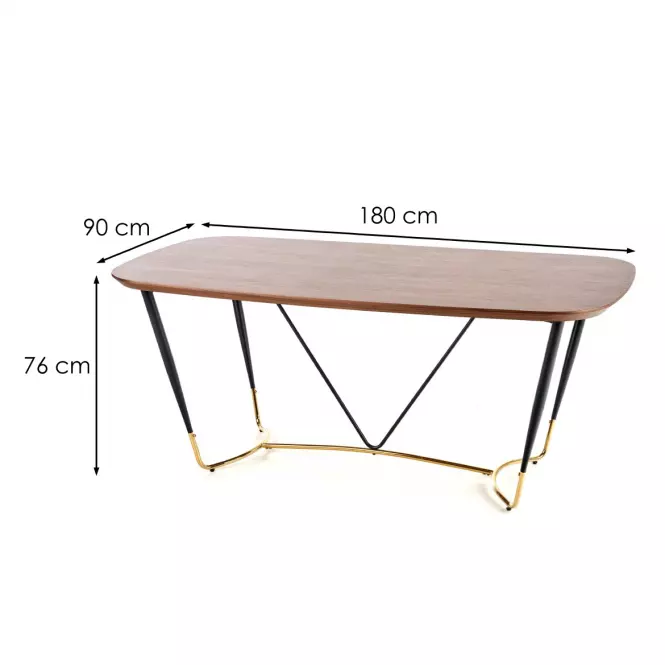 Stôl Manchester 180 Mdf/Oceľ – Orech/Zlatá