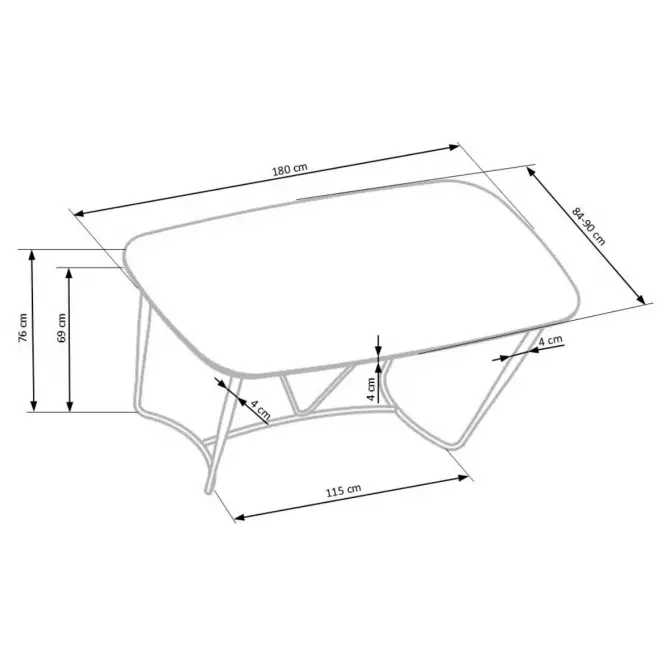 Stôl Manchester 180 Mdf/Oceľ – Orech/Zlatá