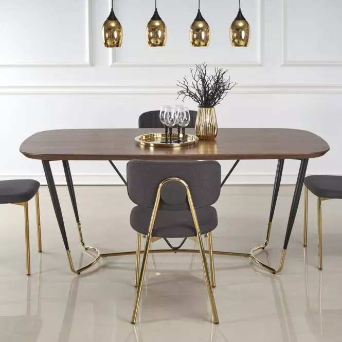 Stôl Manchester 180 Mdf/Oceľ – Orech/Zlatá