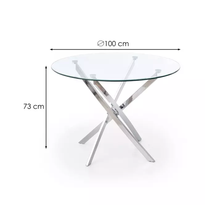 Stôl Raymond 100 Sklo/Oceľ – Bezfarebný/Chrom
