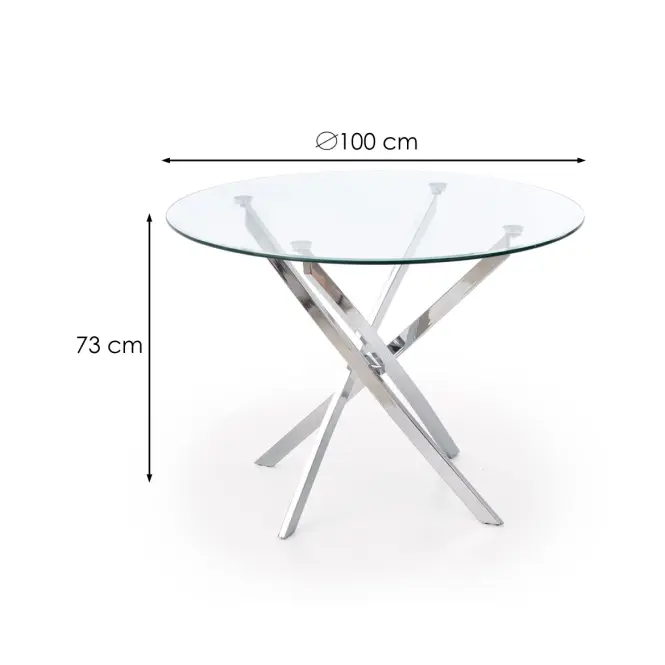 Stôl Raymond 100 Sklo/Oceľ – Bezfarebný/Chrom,5