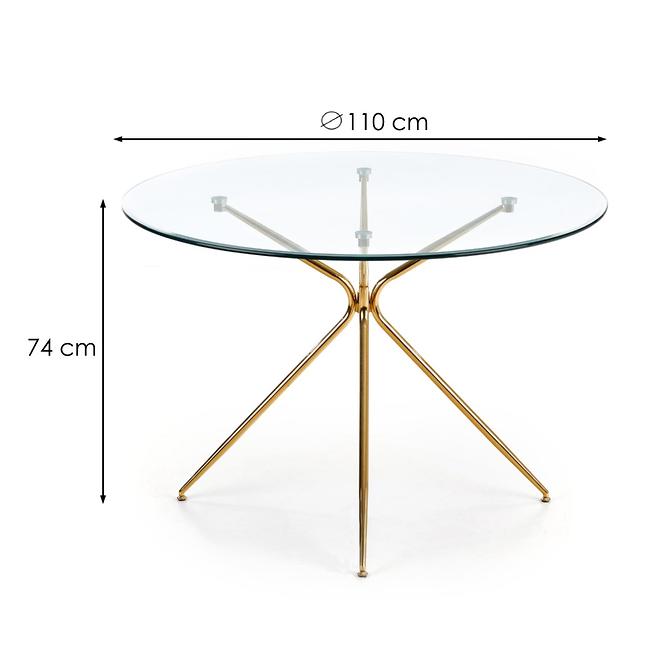 Stôl Rondo 110 Sklo/Oceľ – Transparentný/Zlatá,5
