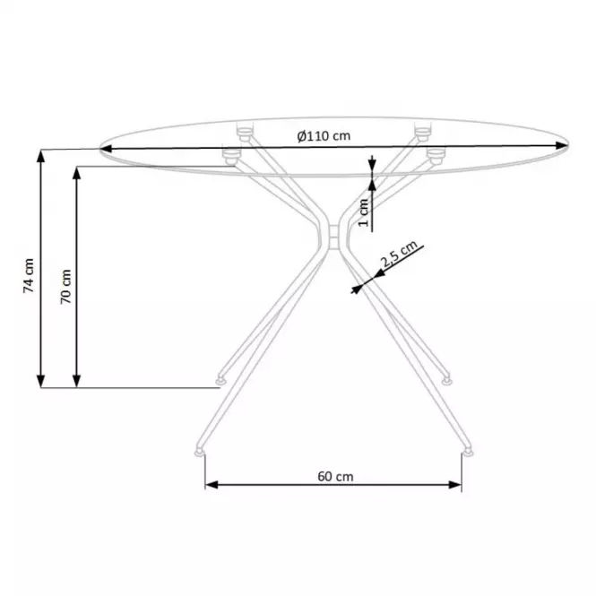 Stôl Rondo 110 Sklo/Oceľ – Transparentný/Zlatá