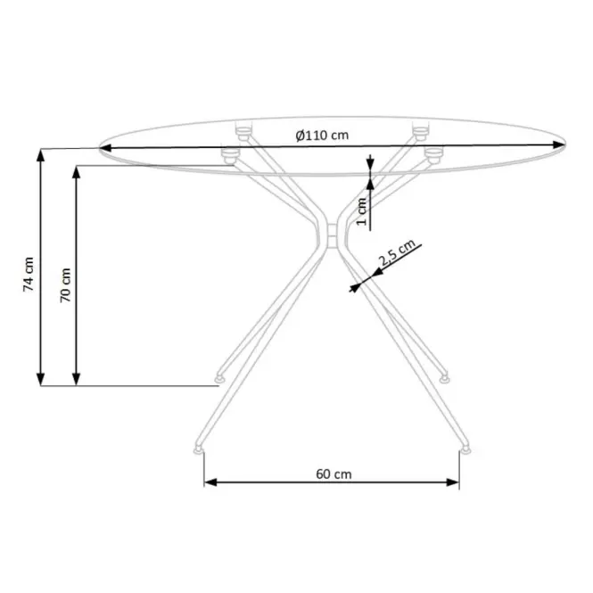 Stôl Rondo 110 Sklo/Oceľ – Transparentný/Zlatá,6