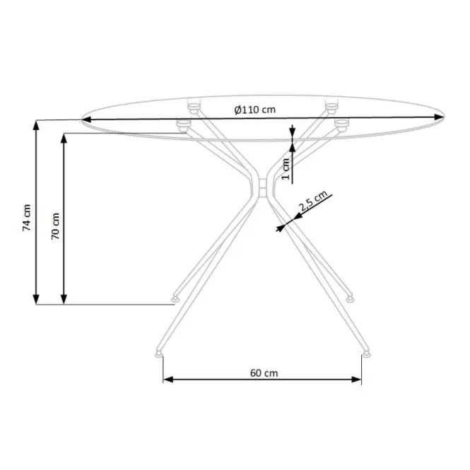 Stôl Rondo 110 Sklo/Oceľ – Transparentný/Zlatá,7