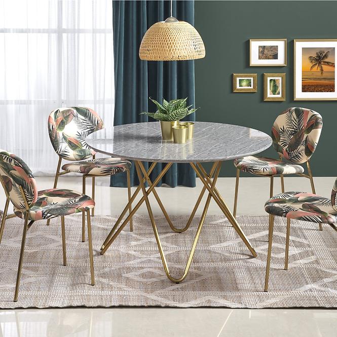Stôl Bonello 120 Mdf/Oceľ – Popolavý/Zlatá