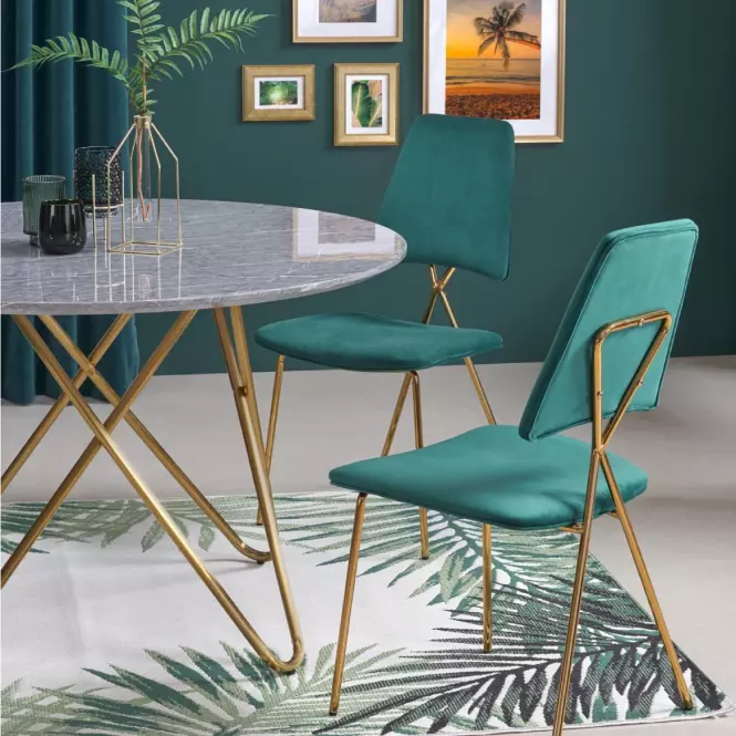Stôl Bonello 120 Mdf/Oceľ – Popolavý/Zlatá