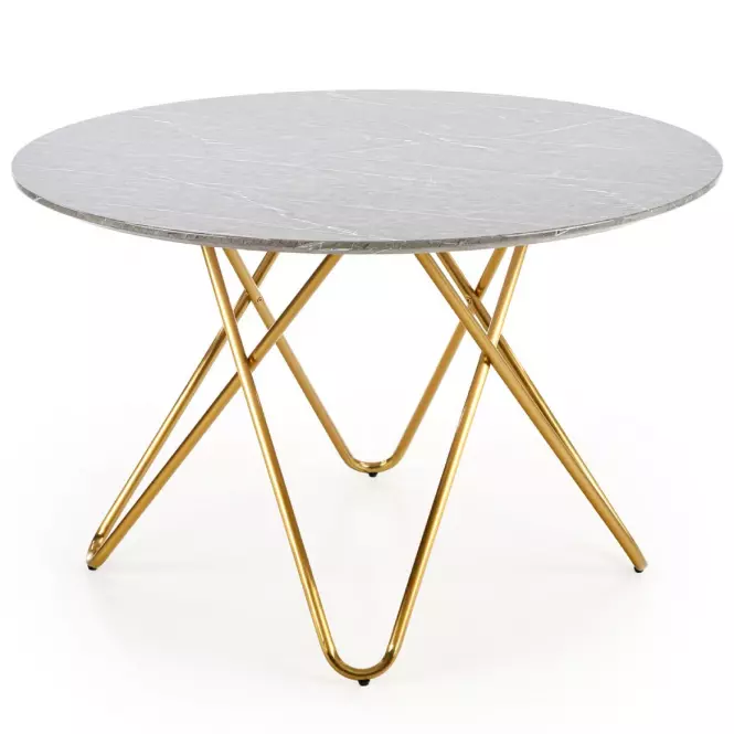 Stôl Bonello 120 Mdf/Oceľ – Popolavý/Zlatá