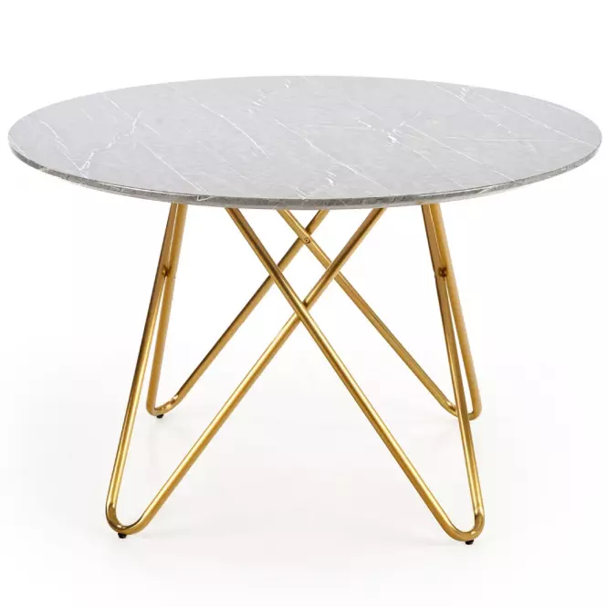 Stôl Bonello 120 Mdf/Oceľ – Popolavý/Zlatá