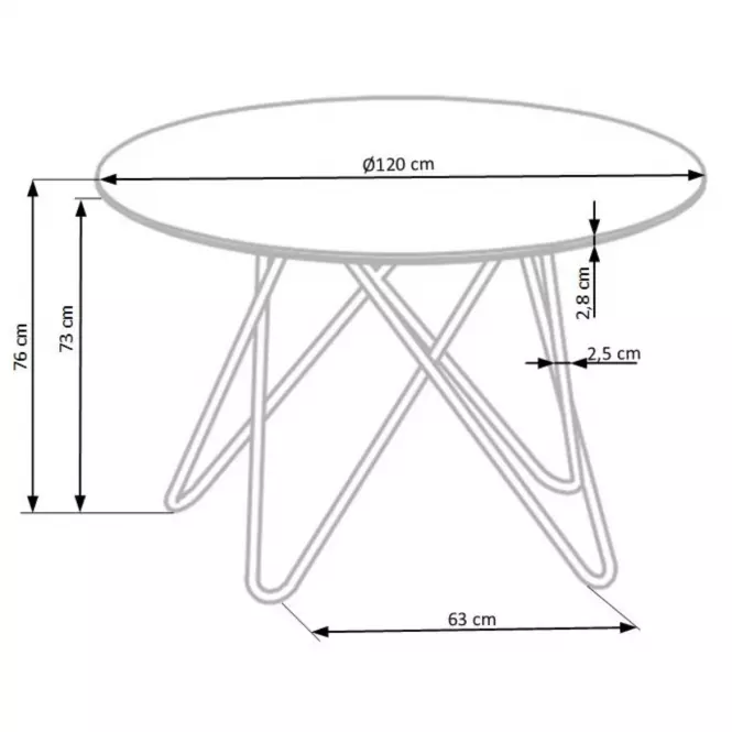 Stôl Bonello 120 Mdf/Oceľ – Popolavý/Zlatá