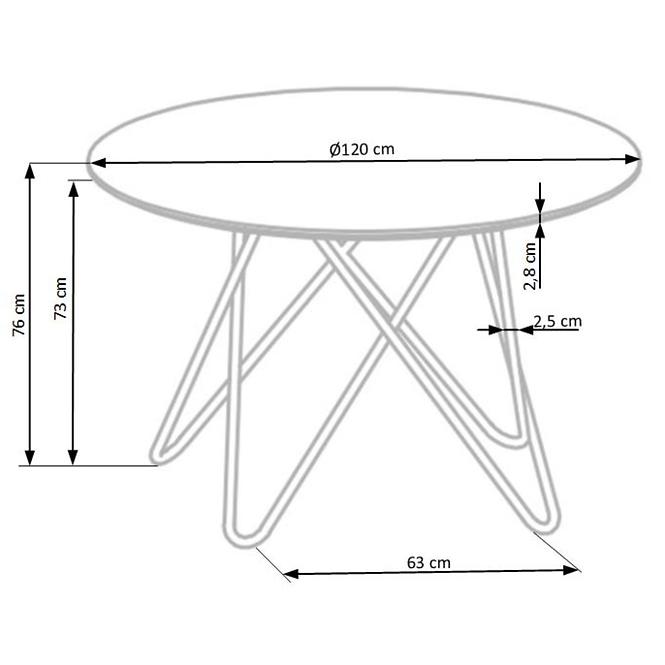Stôl Bonello 120 Mdf/Oceľ – Popolavý/Zlatá