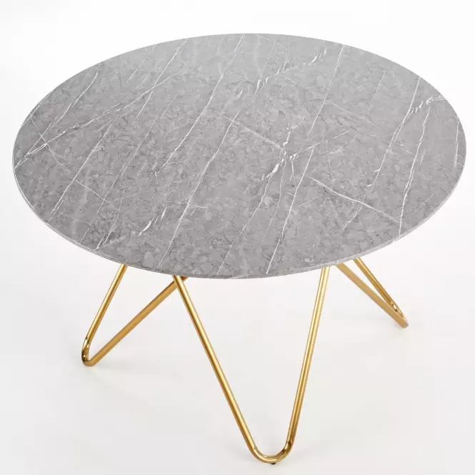 Stôl Bonello 120 Mdf/Oceľ – Popolavý/Zlatá